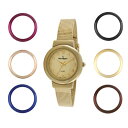 楽天AJIMURA-SHOP【中古】【未使用・未開封品】Peugeot Women's Slim All Gold Stainless Steel Mesh Bracelet 7 Bezel Interchangeable Watch Gift Set 642G