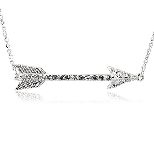 【中古】【未使用・未開封品】Spinningdaisyシルバーメッキ クリスタル 水平矢印ネックレス