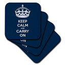【中古】【未使用・未開封品】(set-of-8-Soft) - 3dRose cst_123114_2 Keep Calm and Carry On. Navy...