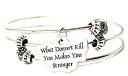 【中古】【未使用・未開封品】ChubbyChicoCharms WhatないKill You Makes You Stronger Expandable Wire Tripleスタイルバングルブレスレット、2.5?"