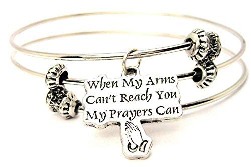 楽天AJIMURA-SHOP【中古】【未使用・未開封品】ChubbyChicoCharms When My Arms Cant Reach You My Prayers Can 拡張可能 ワイヤー トリプルスタイル バングル ブレスレット 2.5インチ