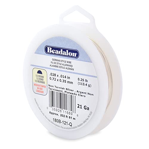 【中古】【未使用・未開封品】Beadalon 21ゲージ 耐変色性 シルバープレート 半円ワイヤー 1/4ポンド