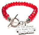 【中古】【未使用・未開封品】Be the Change You Want to See in the Worldレッドクリスタルビーズ付きトグルブレスレット