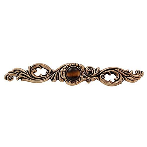 Vicenza Designs KB1148 Liscio Tiger's Eye スモールラウンドストーンインサート バックプレートノブ付き アンティークゴールド
