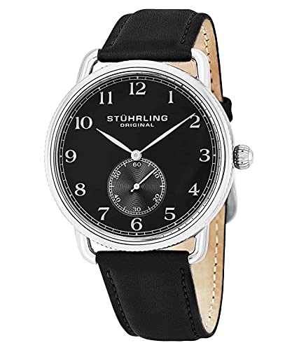 Stuhrlingオリジナルメンズ207.02クラシックキュベットスイスクォーツブラックレザーストラップウォッチ