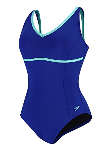 【中古】【未使用・未開封品】Speedo レディース 無地 快適ストラップ Endurance+水着 10 ブルー