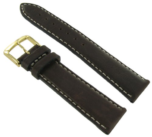 【中古】【未使用・未開封品】Speidel 12mm 防水 本物のカーフスキン ホワイトステッチ ブラウン腕時計バンド