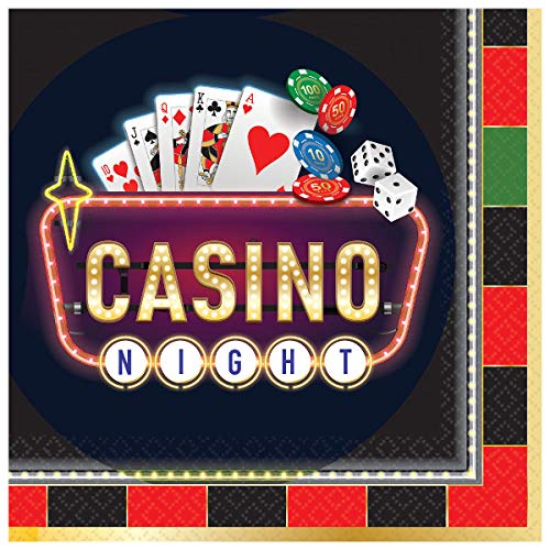 【中古】【未使用・未開封品】(16 Pieces) - Casino Luncheon Napkins Party Tableware, 16 Pieces, Made from Paper, by Amscan