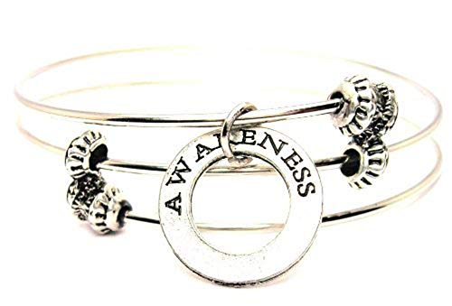 【中古】【未使用・未開封品】ChubbyChicoCharms Awareness Open円Expandable Wire Tripleスタイルバングルブレスレット、2.5?"