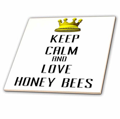 3dRose ct_121123_2 ゴールドクラウン Keep Calm and Love Honey Bees セラミックタイル 6インチ