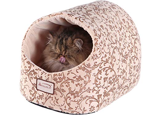 Armarkat Cat Bed with Flower Pattern, Beige by Armarkat
