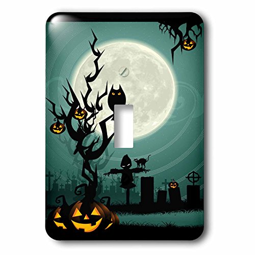 【中古】【未使用・未開封品】3drose LSP _ 153147?_ 1?A Scary Halloween Scene with a pumpkin、お化けツリーunder a bigホワイトムーンライトスイッチカバー