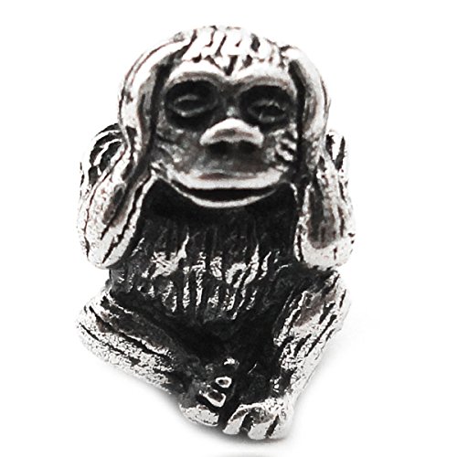 【中古】【未使用・未開封品】De Buman SterlingシルバーHear No Evil Monkeyチャームbead-fitsチャームブレスレット