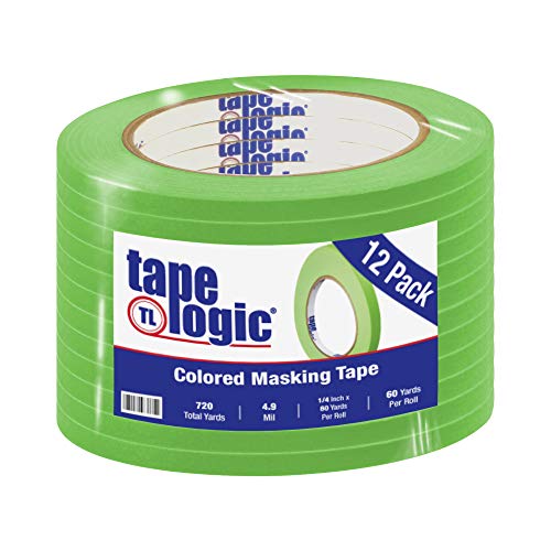 【中古】【未使用 未開封品】Tape Logic T93100312PKA Masking Tape, 60 yds Length x 1/4 Width, Light Green (Case of 12) by Tape Logic