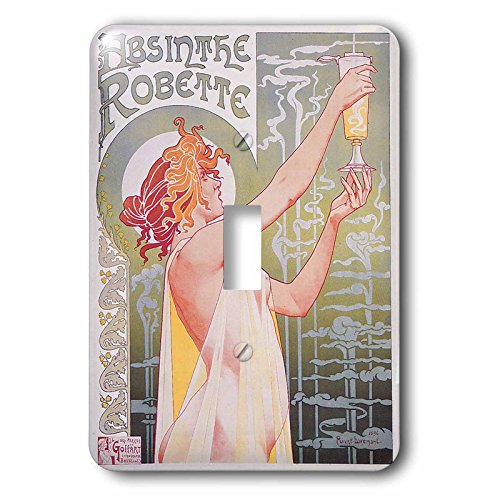 3drose LSP 149289?_ 1?Vintage Absinthe Robetteフランスワイン広告ポスターライトスイッチカバー