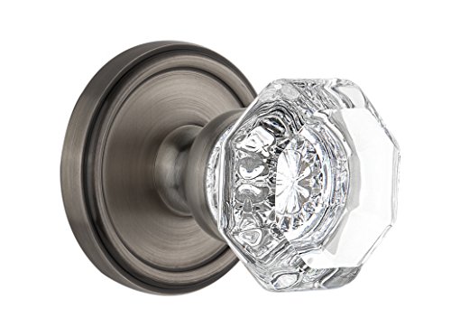 Grandeur Georgetown Rosette withシャンボールクリスタルノブ、Passage???2.375インチ、アンティークピューター
