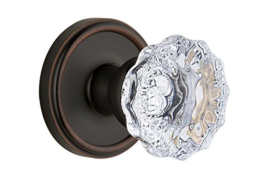 【中古】【未使用・未開封品】Grandeur Georgetown Rosette with Fontainebleauクリスタルノブ、ダブルダミー、Timelessブロンズ