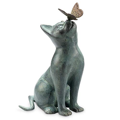 š̤ۡѡ̤ʡCat and Butterfly Curiosity Garden Statue by SPI