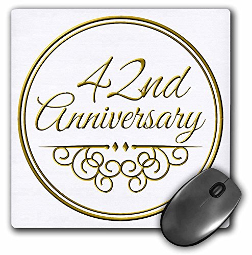 【中古】【未使用・未開封品】3drose 42?nd記念ギフト???結婚???ゴールドテキストのマウスパッド、8?× 8インチ(MP 154484?_ 1?)