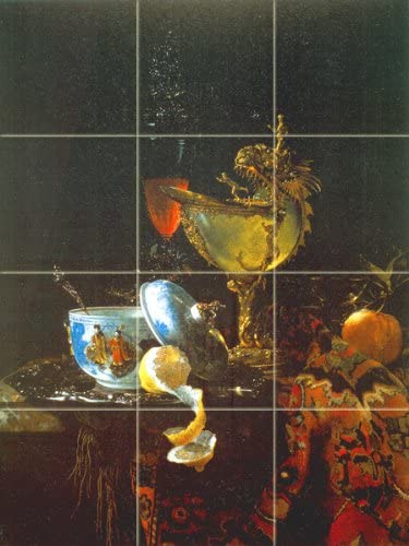 【中古】【未使用・未開封品】Still Life、Nautilus Cup byウィレム・カルフ???モダンAround 1600、古いMastersアートセラミックタイル壁画18?" W x 24?" H ( 6?x 6タイ