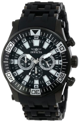 【中古】【未使用・未開封品】Invicta 14561 メンズ シースパイダー ブラックダイアル ブラックIPスチール&ラバーブレスレット クロノグラフウォッチ