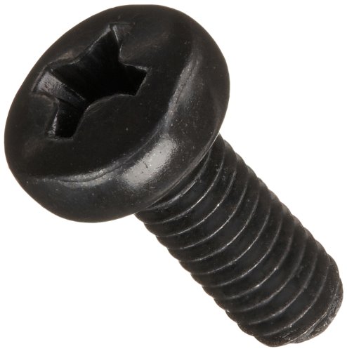 【中古】【未使用・未開封品】Steel Pan Head Machine Screw, Black Oxide Finish, Meets DIN 7985, #2 Phillips Drive, M4-0.7 Thread Size, 10 mm Length, Fully Threaded,