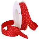 【中古】【未使用・未開封品】Morex Swiss Dot Grosgrain Ribbon, 7/8-Inch by 20-Yard Spool, Red by Morex