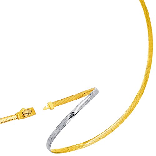 【中古】【未使用・未開封品】Two Tone Reversible Omega Chain Necklace In 14k Yellow Gold And Sterling Silver, 4mm, 18