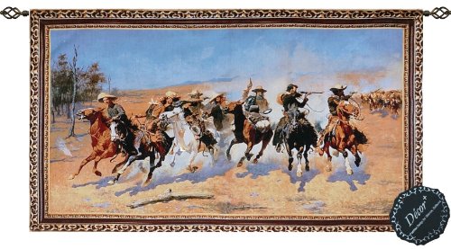 【中古】【未使用・未開封品】美しいCowboys in the Southwest byフレデリック・Sackrider Remington Fineタペストリージャカード織Wall Hangingアート装飾