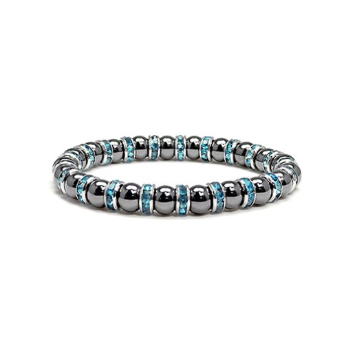 楽天AJIMURA-SHOP【中古】【未使用・未開封品】（03 - Aquamarine） - Accents Kingdom Women's Magnetic Hematite Tuchi Simulated Pearl Bracelet