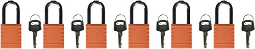 Brady 123270 Lockout Padlock, Keyed Alike, 1/4, Orange (Pack of 6) by Brady