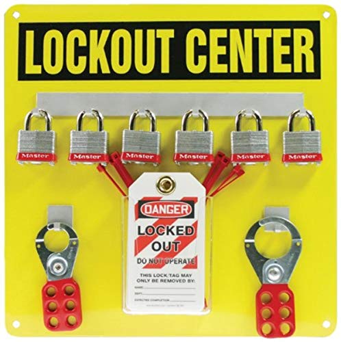 Accuform Signs KST404 Lockout Center Board with Kit, 6-Padlock, 14 Length x 14 Width, Aluminum, Includes 6 Steel Padlocks, 10 Laminated