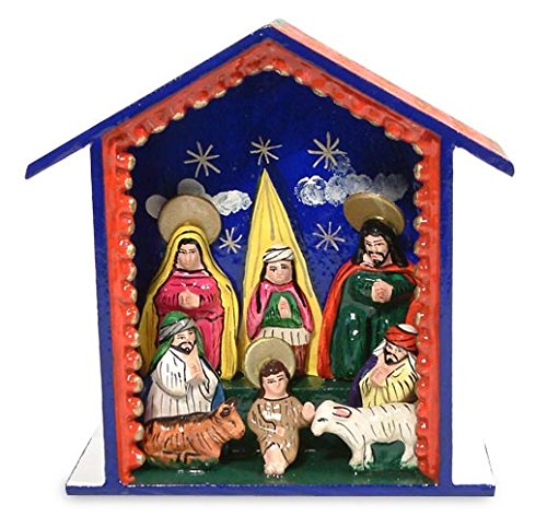 【中古】【未使用・未開封品】NOVICA 95796インチ Blessed are Those Who Come Nativity Scene Sculpture