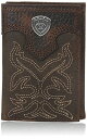 【中古】【未使用・未開封品】Ariat Mens Tri-Fold Bootstitch Shield Wallet, Brown