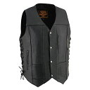 【中古】【未使用・未開封品】レザーKingメンズ10ポケットサイドレースベスト Size 46 ブラック SH1391-46-BLACK