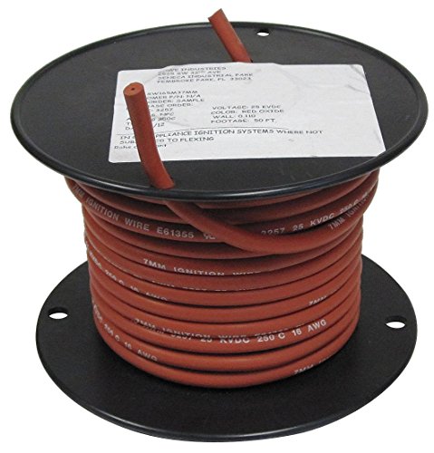 Rowe Industries sw185?m3050?25?KV DC 18?AWG 16?/ 30ニッケルStranded銅Ignitionワイヤ、赤酸化