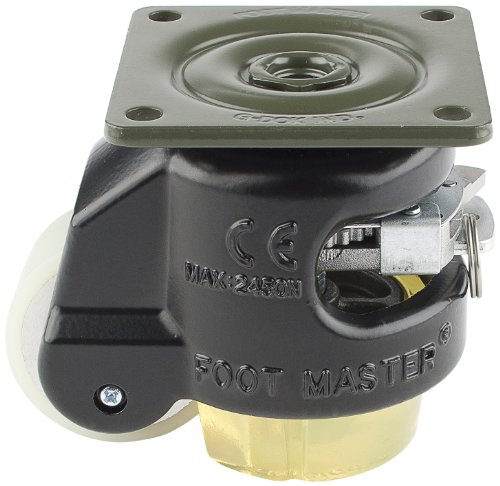 ����šۡ�̤���ѡ�̤�����ʡ�FOOTMASTER GDR-60F-BLK-U Urethane Wheel and Pad Ratcheting Leveling Caster, 550 lbs, Top Plate 2 7/8 x 2 7/8, Bolt Holes 2 9/32 x 2 9/3