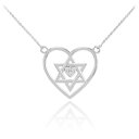 【中古】【未使用・未開封品】925スターリングシルバーCZハートチャームJewish Star of Davidペンダントネックレス シルバー(4)