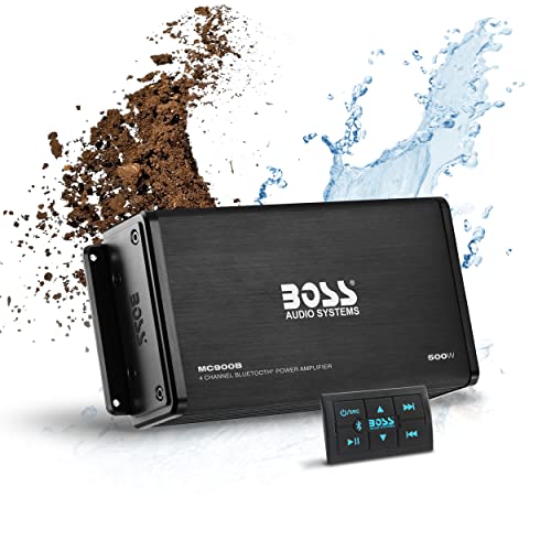 【中古】【未使用・未開封品】BOSS Audio Systems MC900B 4チャンネル 耐候性アンプ - Bluetooth対応 500W Bluetooth多機能リモコン付き フルレンジ A/B級 安定した4-8オーム