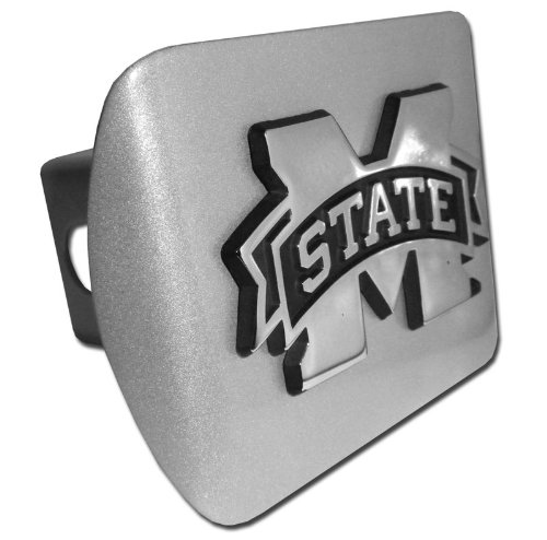 š̤ۡѡ̤ʡMississippi State Bulldogs Brushed Silver M State Emblem Metal Trailer Hitch Cover Fits 5.1cm Auto Car Truck Receiver