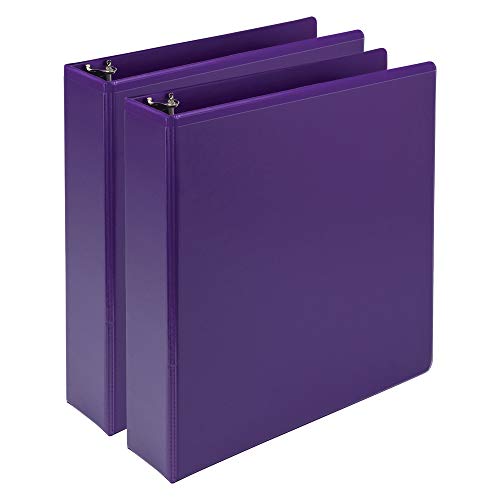 【中古】【未使用・未開封品】Samsill Fashion Colour Durable 3 Ring View Binders, 5.1cm Round Ring, Customizable Clear View Cover, Purple, Two Pack