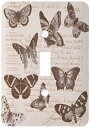 3drose LSP _ 178893?_ 1?Vintage ButterfliesブラウンFrench Typographyライトスイッチカバー