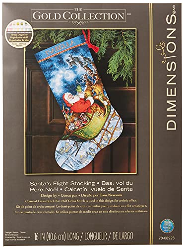 Gold Collection Santa's Flight Stocking Counted Cross Stitch-16" Long 16 Count (並行輸入品)