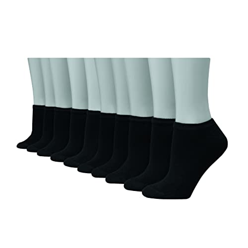 š̤ۡѡ̤ʡBlack Womens No Show Socks 10 Pack - Size 9-11