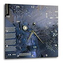 【中古】【未使用・未開封品】3dRose dpp_161560_1 ブルーコンピューターチップマクロ写真マイクロチップマザーボード 電子回路テック ギーク ナード 壁時計 10 x 10インチ
