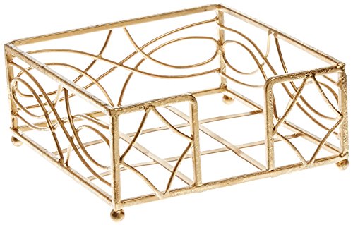 【中古】【未使用・未開封品】Boston International Cocktail Napkin Caddy, Wave Design in Gold Leaf..