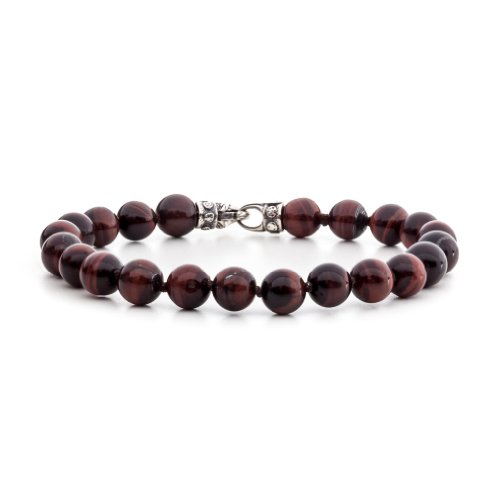 楽天AJIMURA-SHOP【中古】【未使用・未開封品】Scott Kay 8mm Red Tigers Eye Bead Bracelet with Sterling Silver Clasp, 8.5 IN