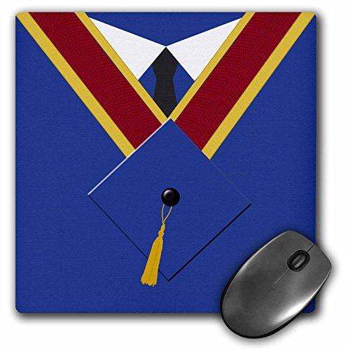 【中古】【未使用・未開封品】3drose LLC 8?x 8?x 0.25インチ、マウスパッド、卒業ガウン、キャップ、ネクタイ、シャツと卒業証書、ブルー、レッド、ゴールド(MP 184067?_