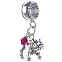 【中古】【未使用 未開封品】BullDog With 7月誕生石ルビークリスタルスターリングシルバーダングルビーズ