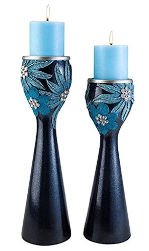 yÁzygpEJiz(Blue) - Ore International Aqua Demeter Candleholder Set